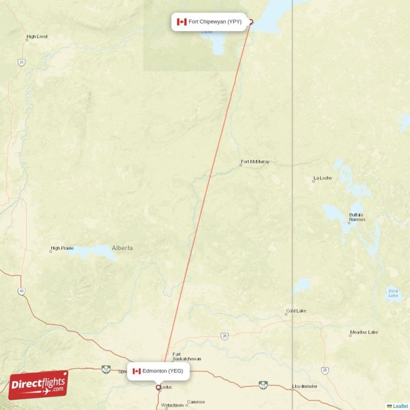 YEG - YPY route map