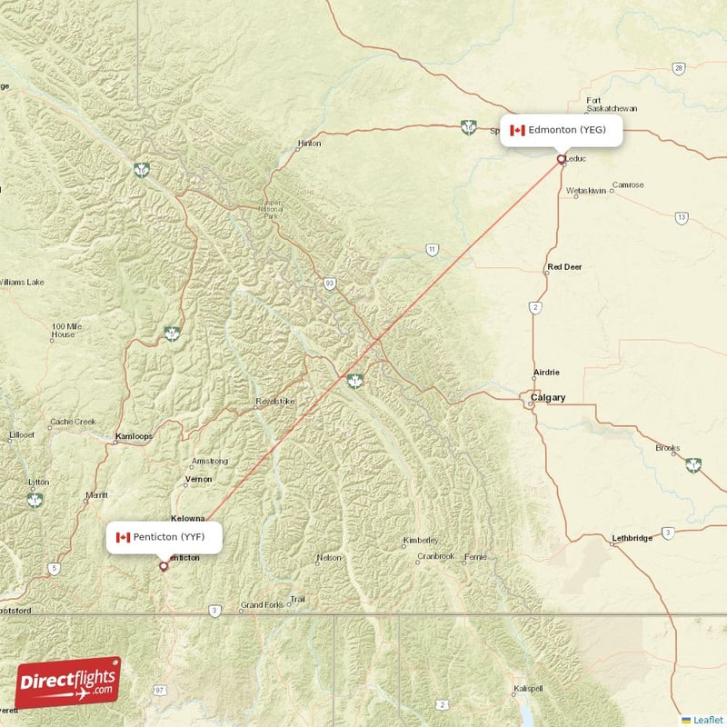 YEG - YYF route map