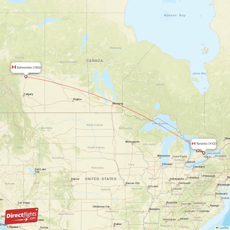 YEG - YYZ route map