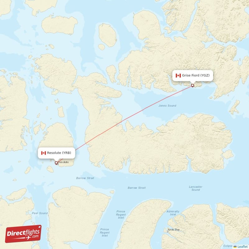 Direct flights to Grise Fiord YGZ, Canada