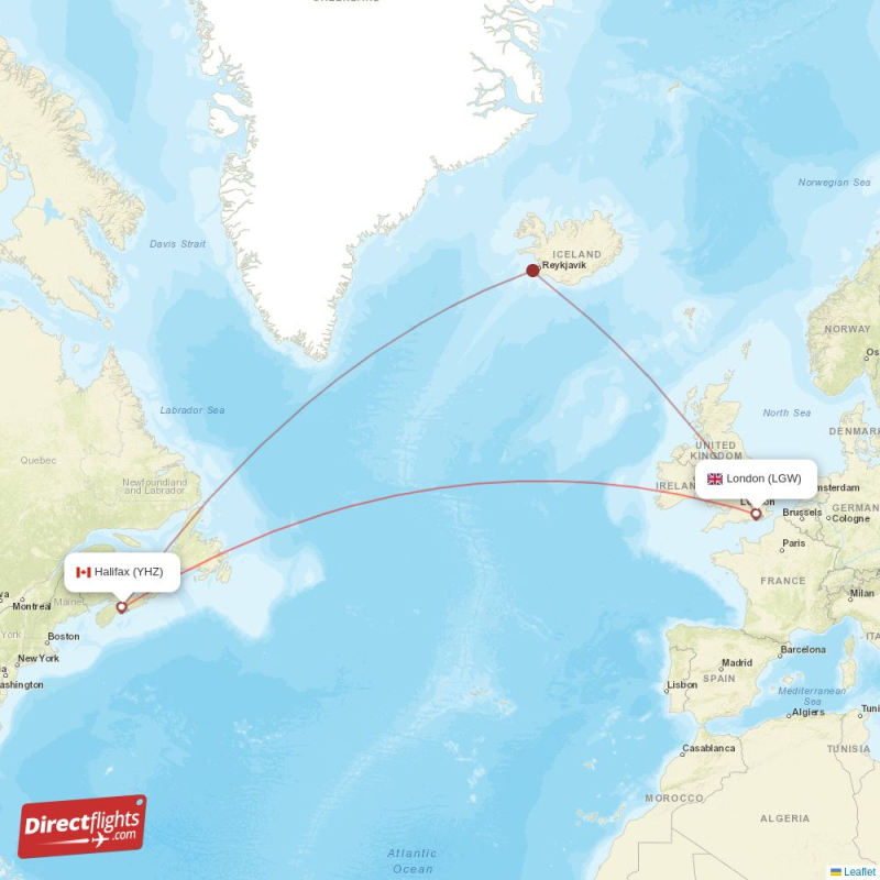 Direct flights from Halifax to London (YHZ-LGW) - Directflights.com