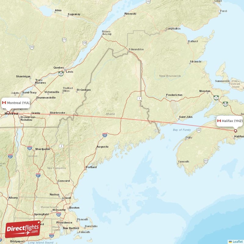 YHZ - YUL route map