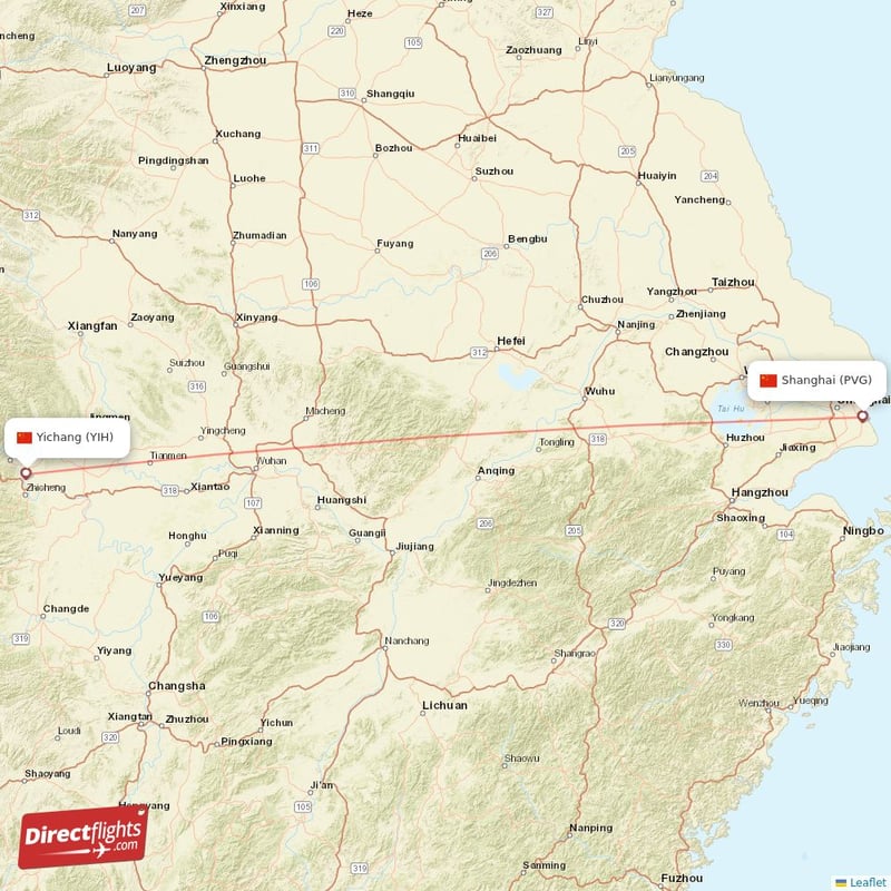 YIH - PVG route map