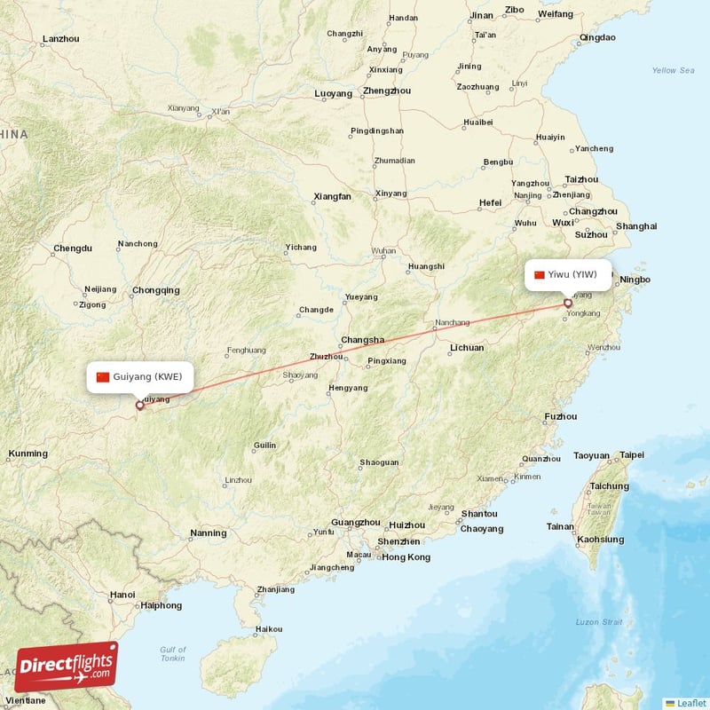 YIW - KWE route map