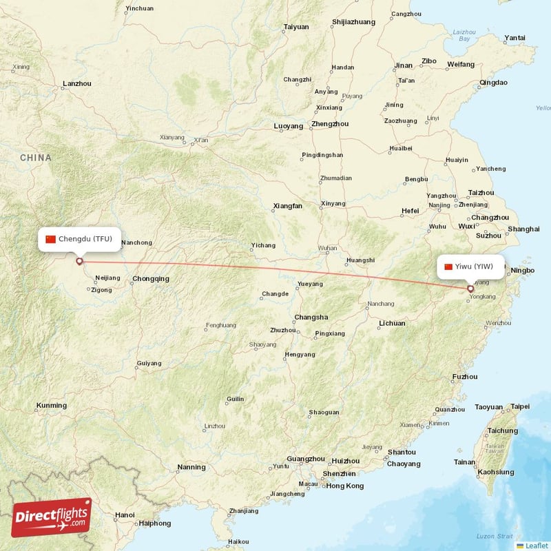 YIW - TFU route map