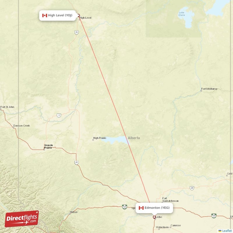 YOJ - YEG route map