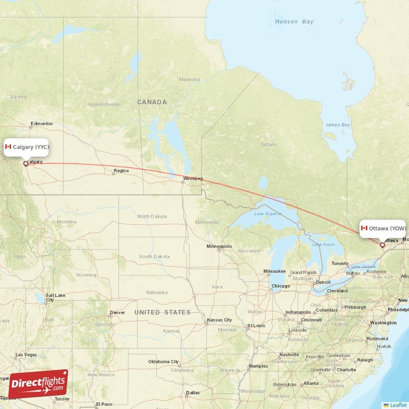 YOW - YYC route map