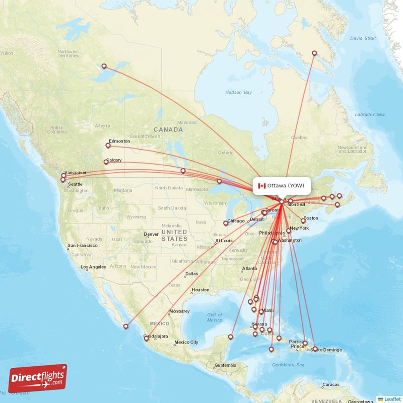 Direct flights from Ottawa 38 destinations YOW Canada