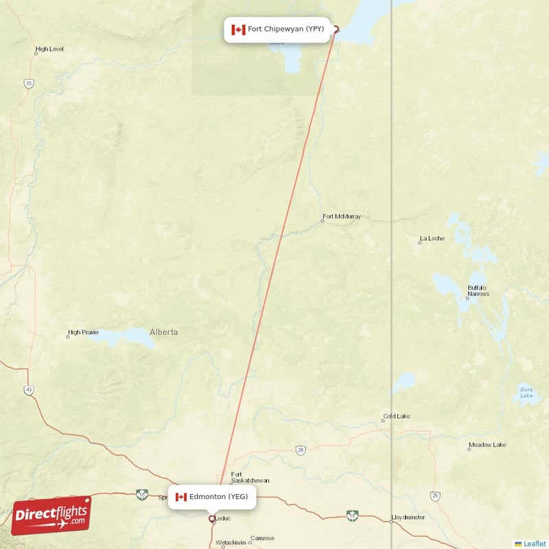 YPY - YEG route map