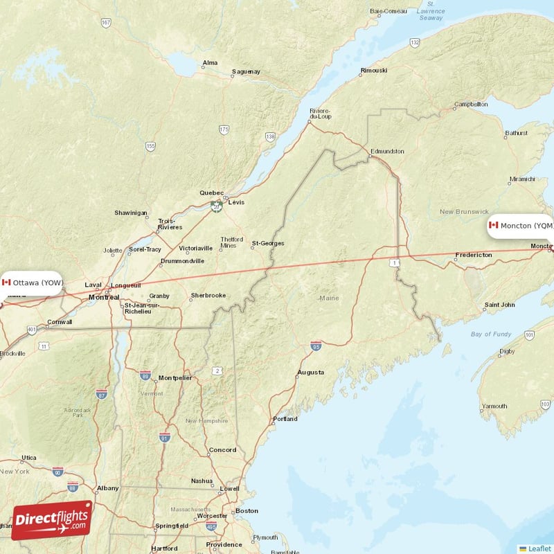 YQM - YOW route map