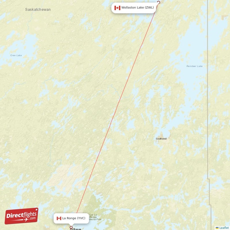 YVC - ZWL route map