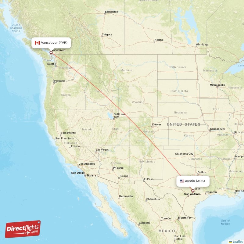 Direct flights from Vancouver to Austin YVR to AUS non stop