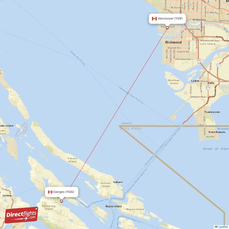 YVR - YGG route map