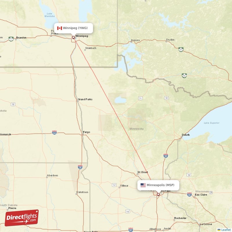 YWG - MSP route map