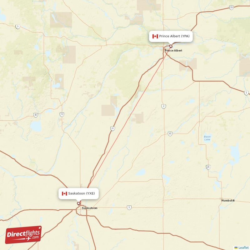 YXE - YPA route map