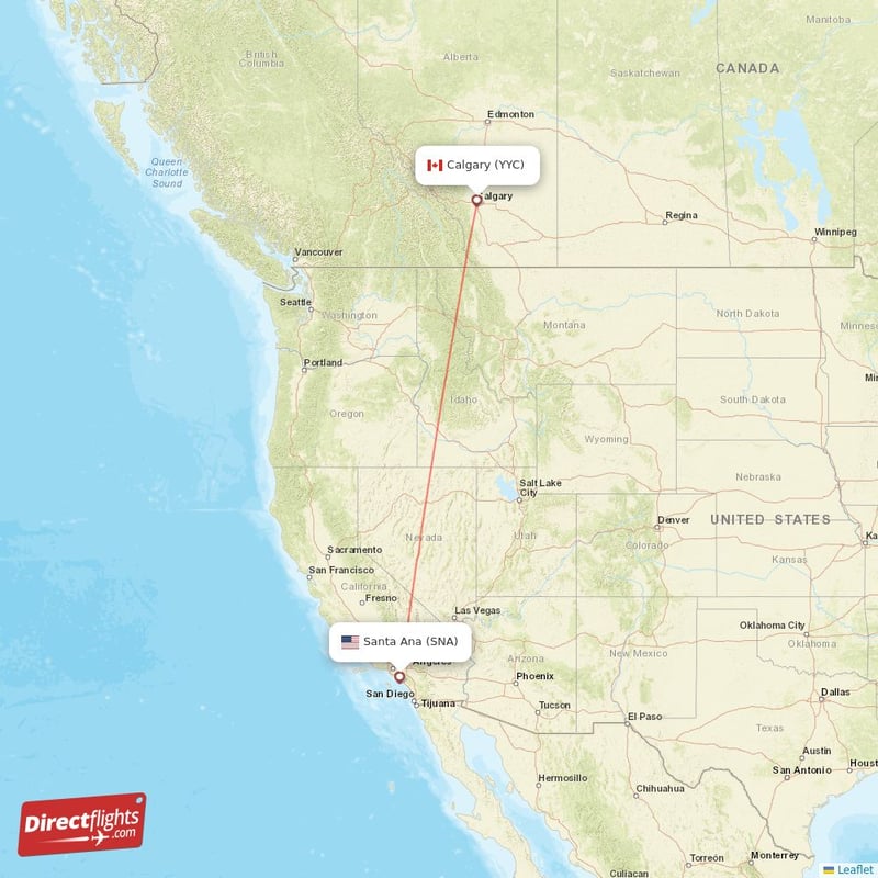 YYC - SNA route map