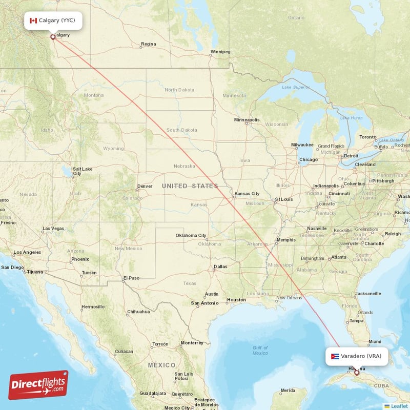 YYC - VRA route map