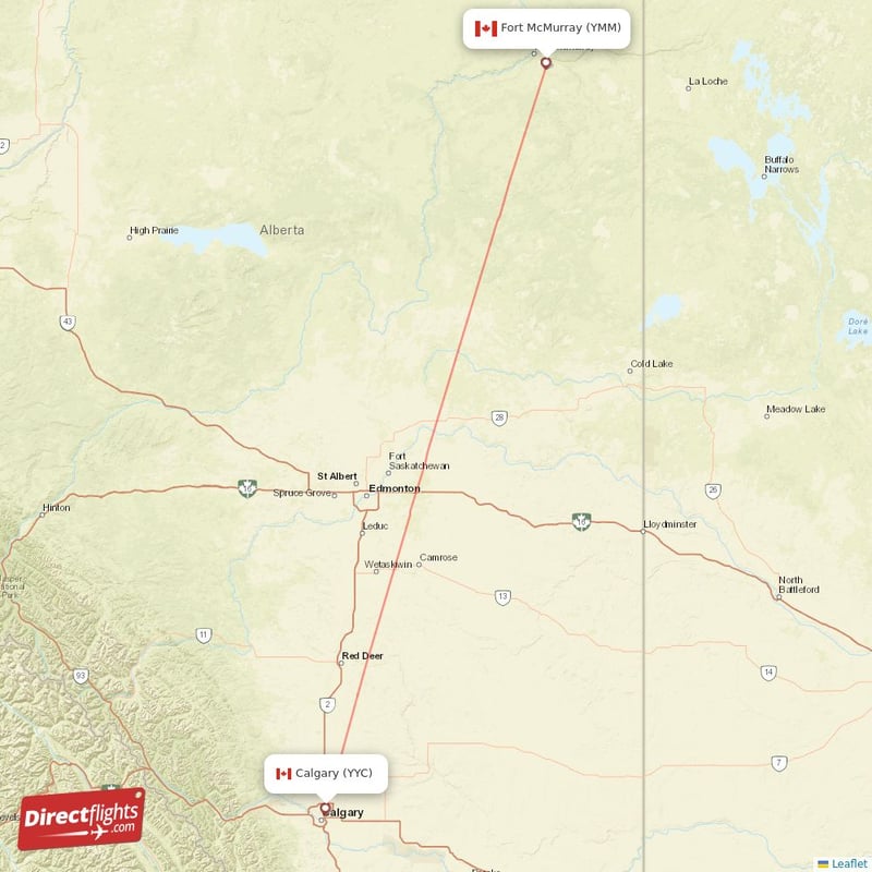 YYC - YMM route map