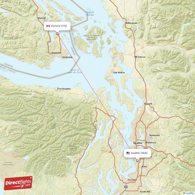 YYJ - SEA route map