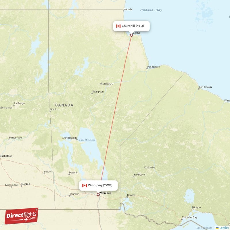 YYQ - YWG route map