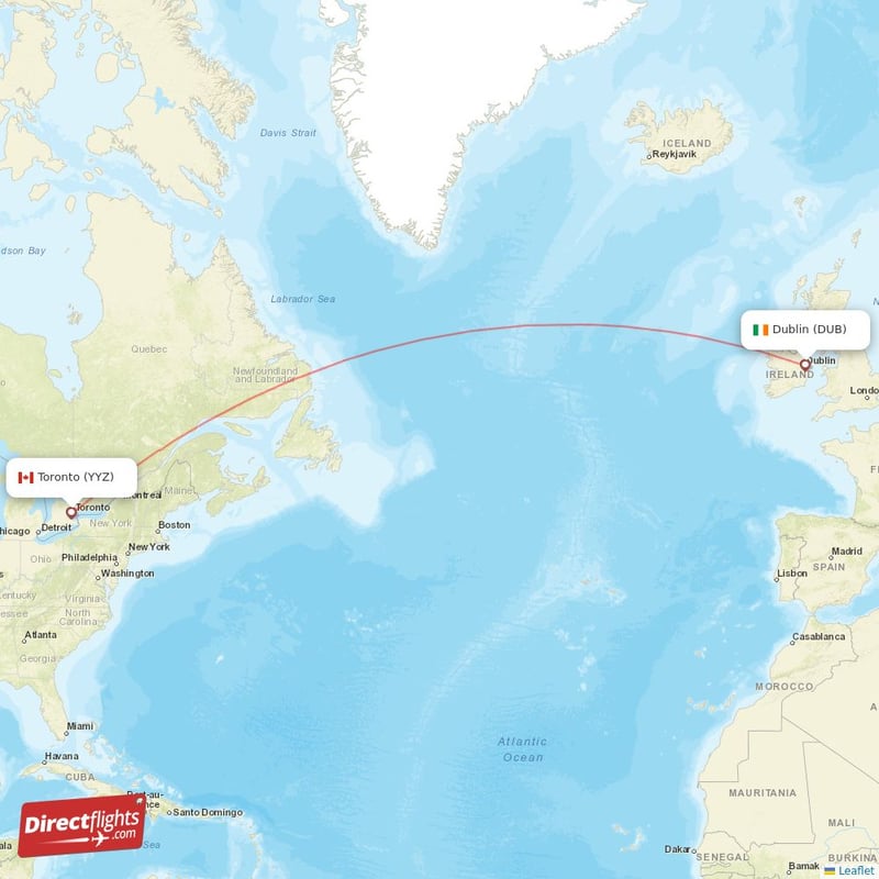 YYZ - DUB route map