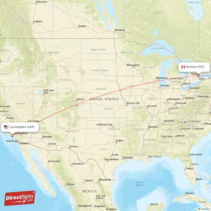 YYZ - LAX route map