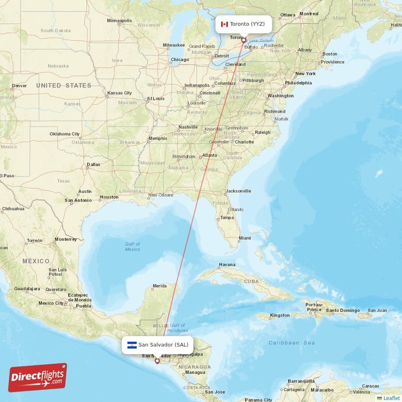 Direct flights from Toronto to San Salvador YYZ to SAL non stop