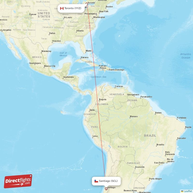 Direct flights from Toronto to Santiago YYZ to SCL non stop