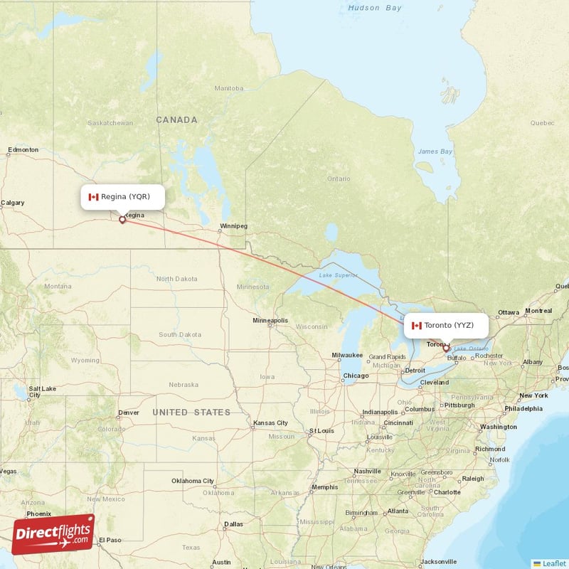 YYZ - YQR route map