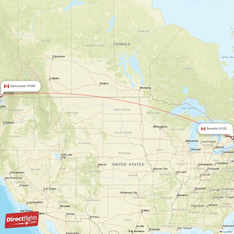 YYZ - YVR route map