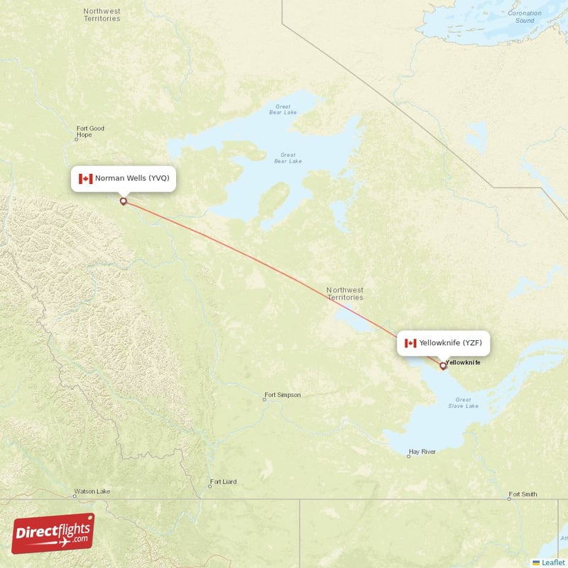 YZF - YVQ route map
