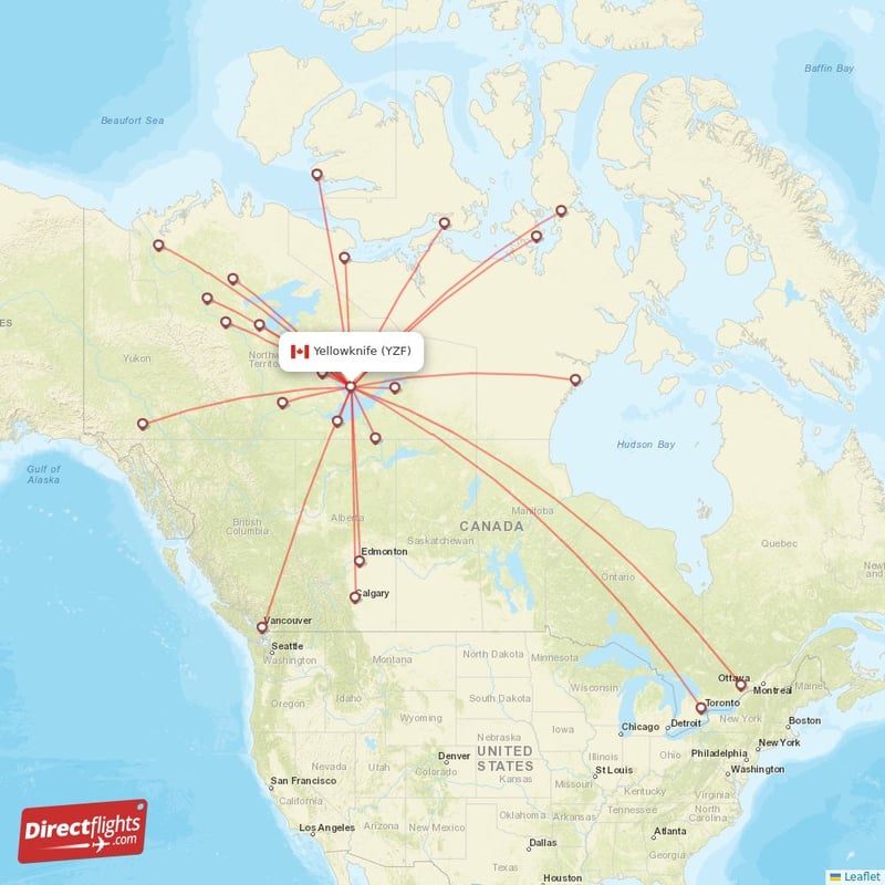 Direct flights to Yellowknife YZF Canada Directflights