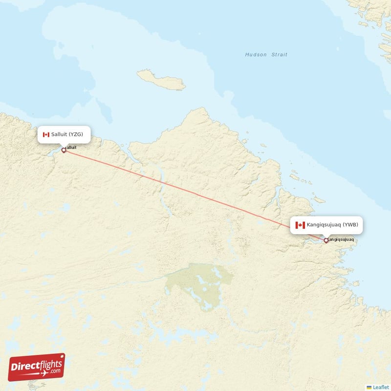 YZG - YWB route map