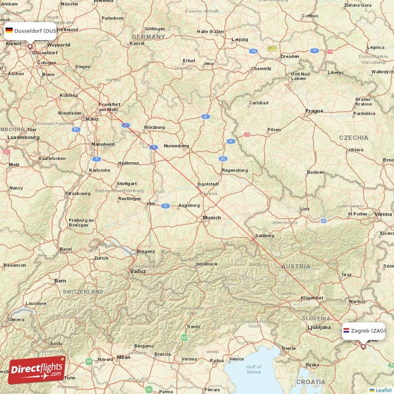 ZAG - DUS route map