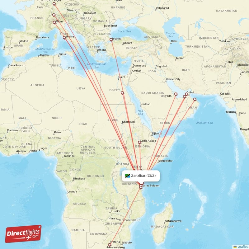 Direct flights to Zanzibar ZNZ United Republic of Tanzania