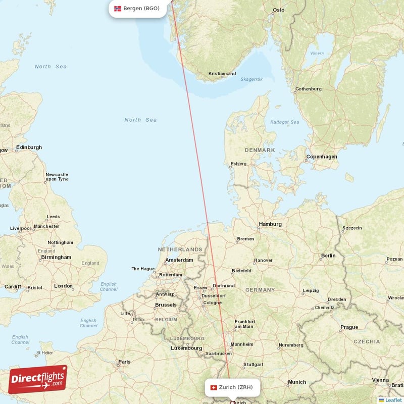 ZRH - BGO route map