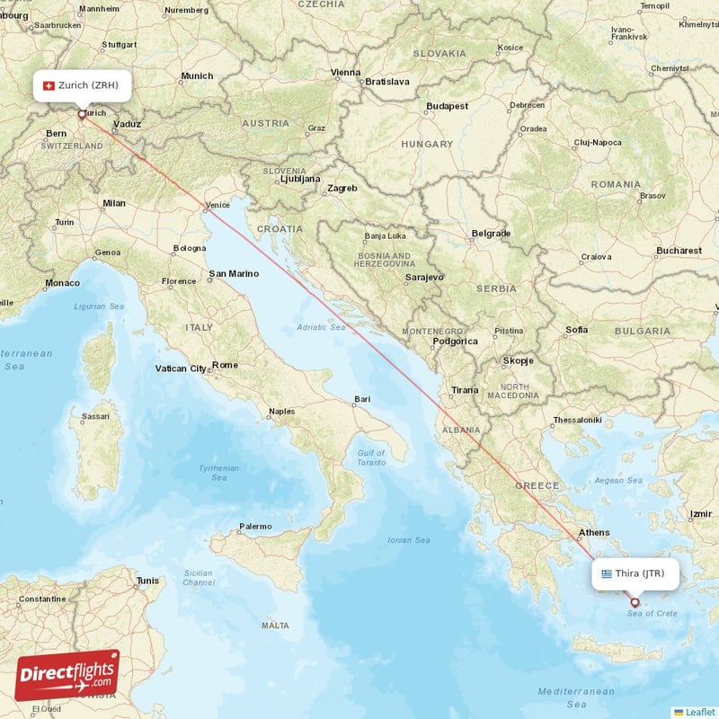 ZRH - JTR route map