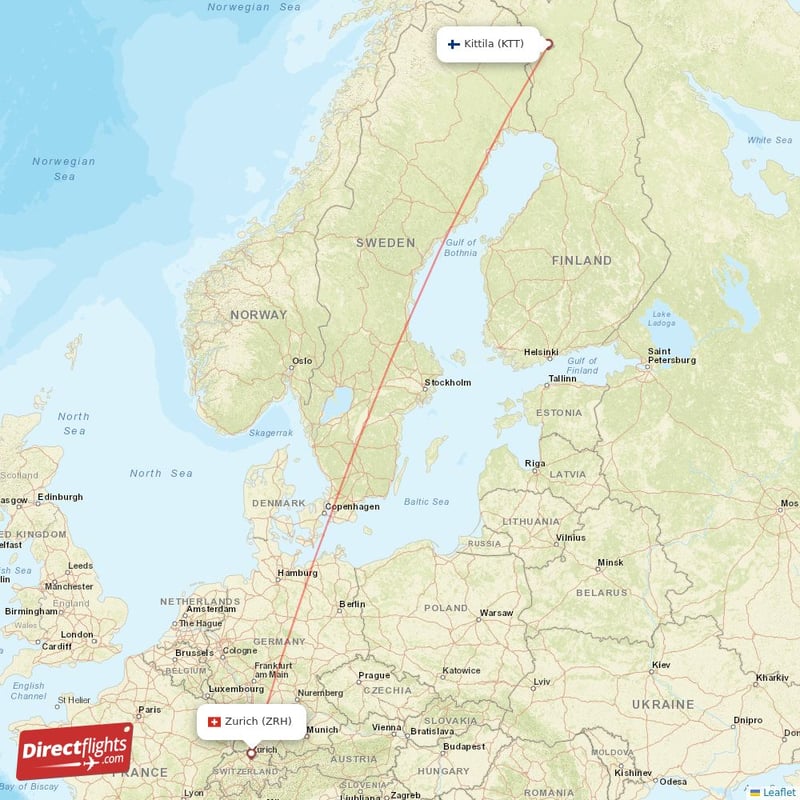 ZRH - KTT route map