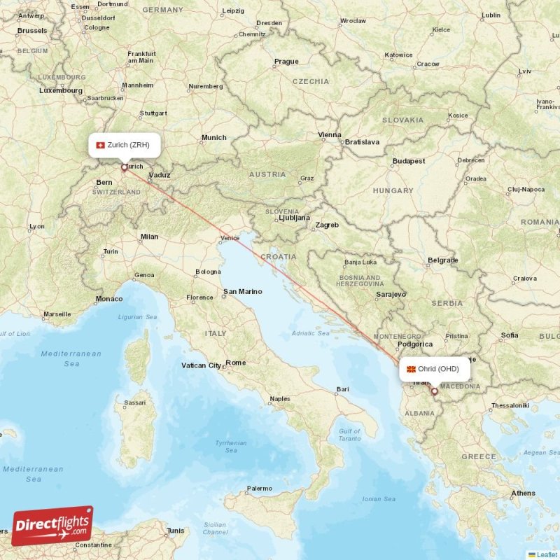 ZRH - OHD route map