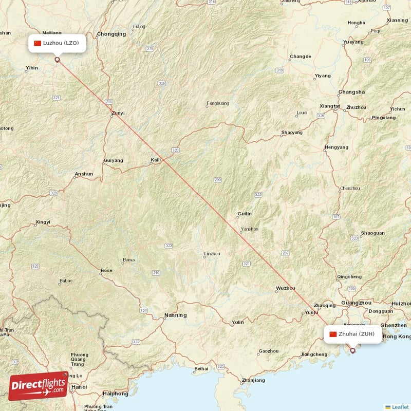 ZUH - LZO route map