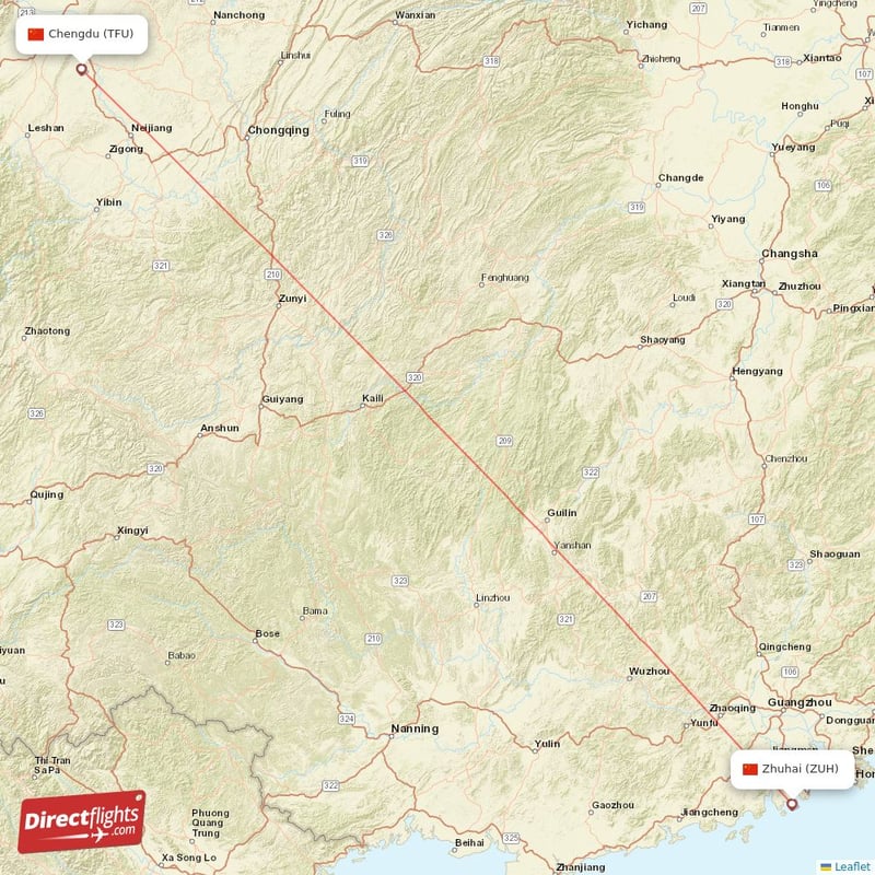 ZUH - TFU route map