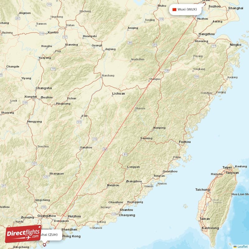 ZUH - WUX route map