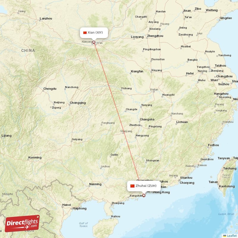 ZUH - XIY route map