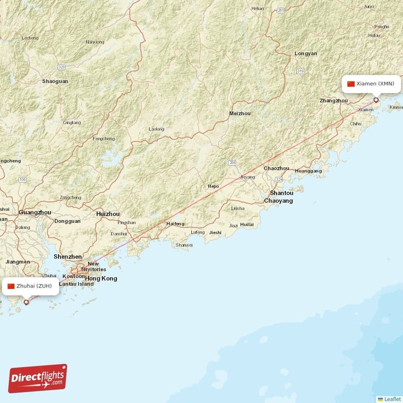 ZUH - XMN route map