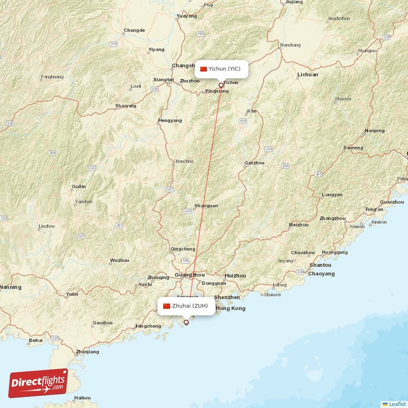 ZUH - YIC route map