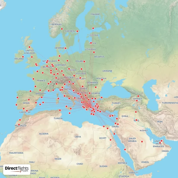 Aegean Airlines route map