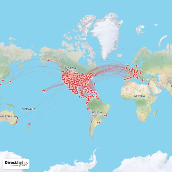 American Airlines route map