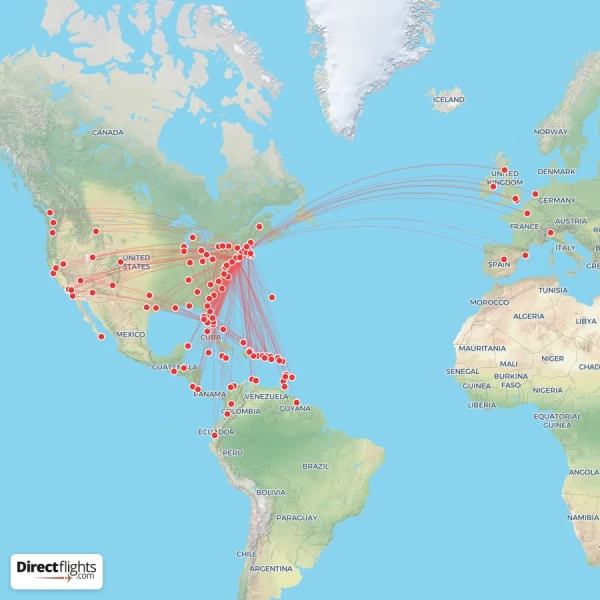 JetBlue Airways route map