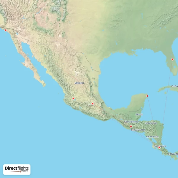 Volaris Costa Rica route map