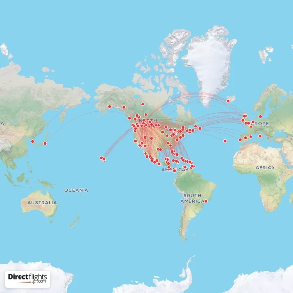 WestJet route map